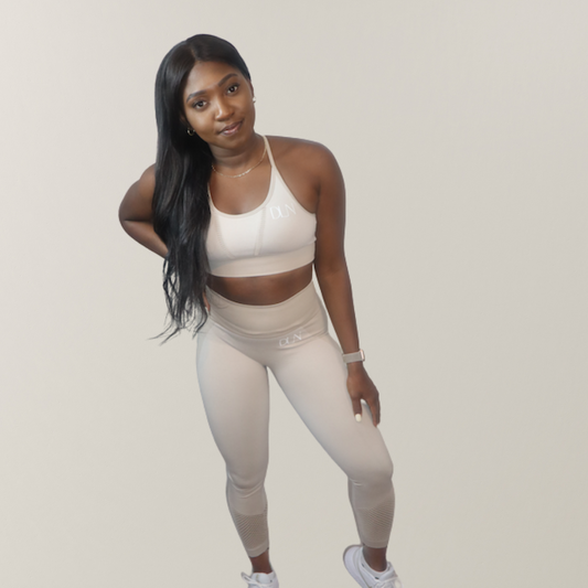 Crossed Back Sports Bra - Tan