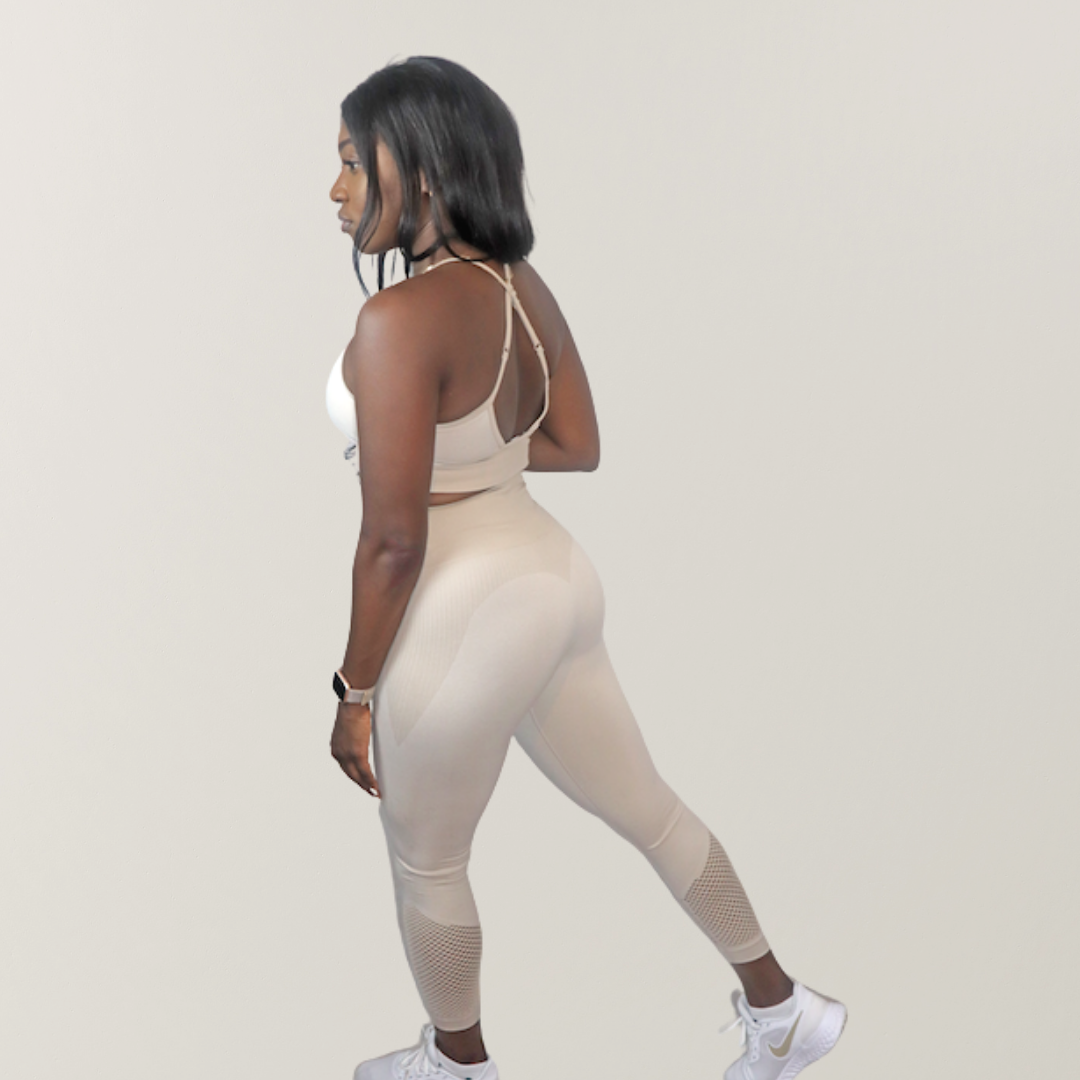 Crossed Back Sports Bra - Tan